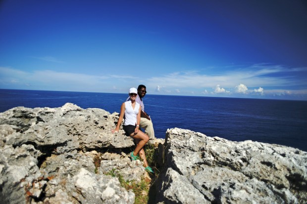 My friend Keino and I on Cayman Brac's bluff edge. 