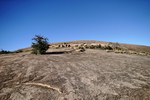 From below, looking up. 